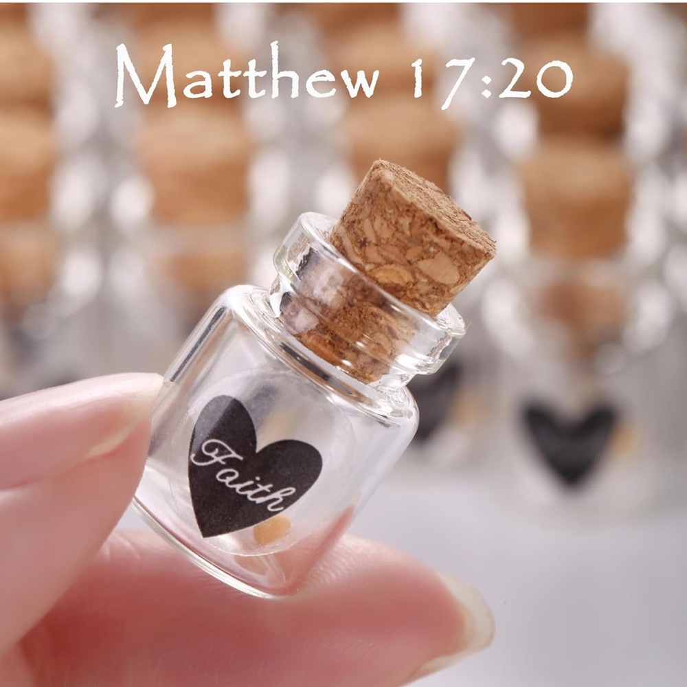 Glass Jar with Mustard Seed of Faith and Cork Lid. - Picture 5 of 5